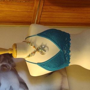 Lace teal bralette from lovers package size medium NWOT